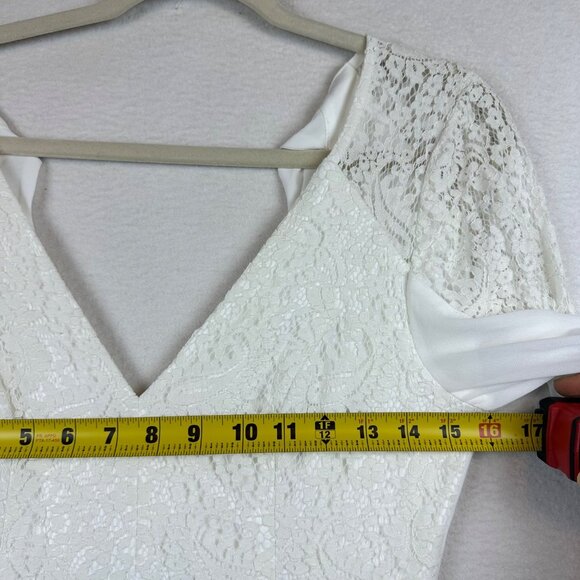 Lulus Astra Lace V Neck Maxi Wedding Dress Size S Chiffon Romantic Rustic Slit - Picture 8 of 10